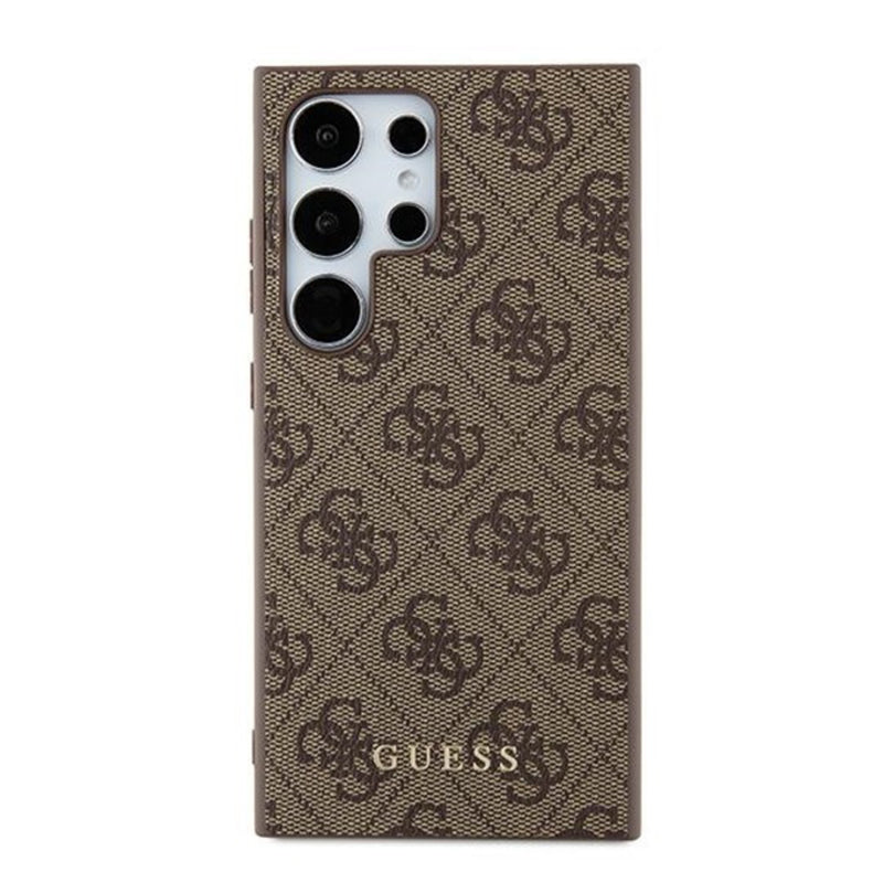 Hülle für Samsung Galaxy S24 Ultra S928, Guess, 4G Metal Gold Logo, Braun