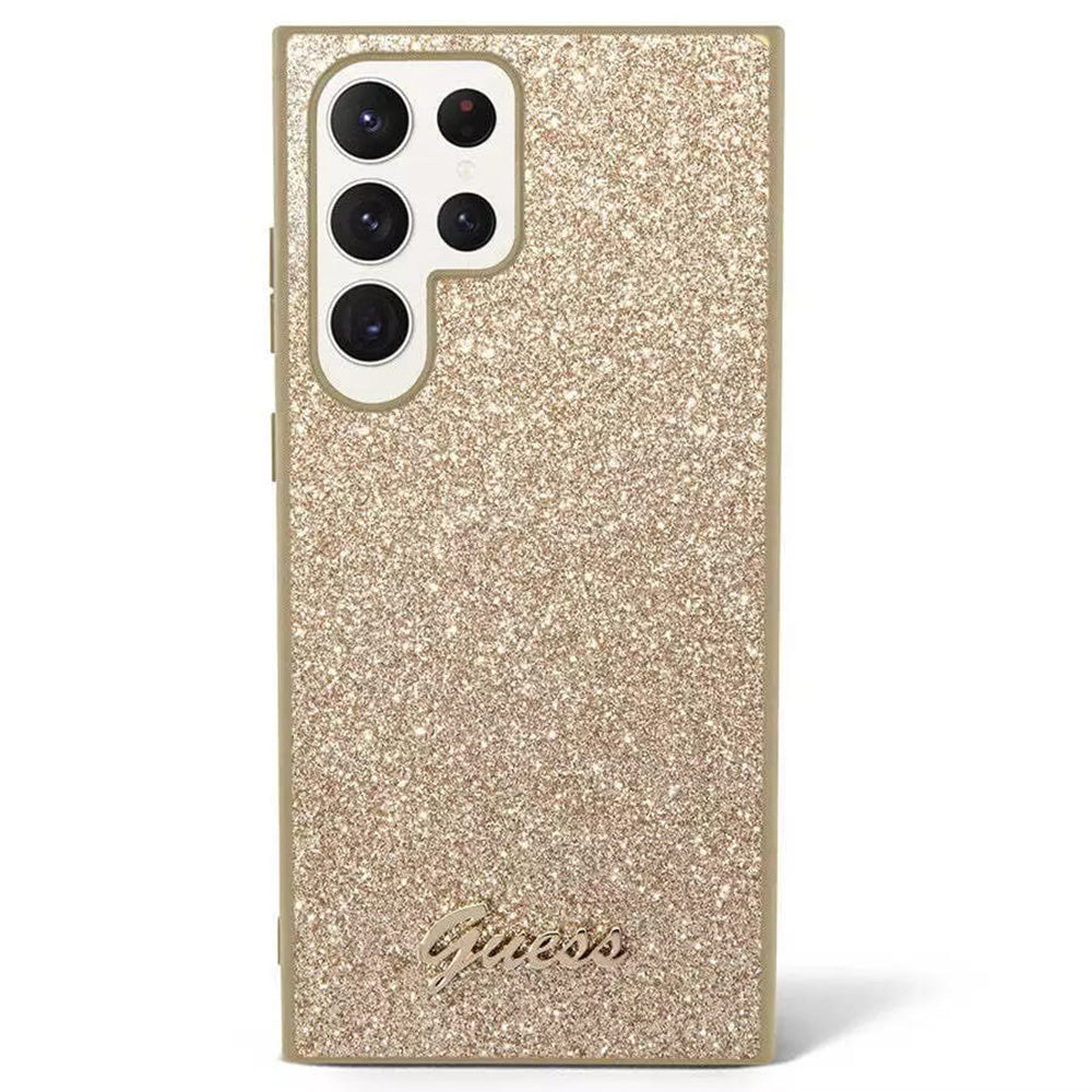 Étui pour Samsung Galaxy S24 Ultra S928, Guess, Glitter Script, Doré