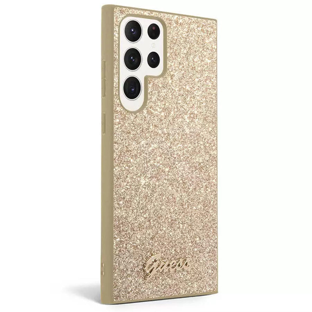 Étui pour Samsung Galaxy S24 Ultra S928, Guess, Glitter Script, Doré