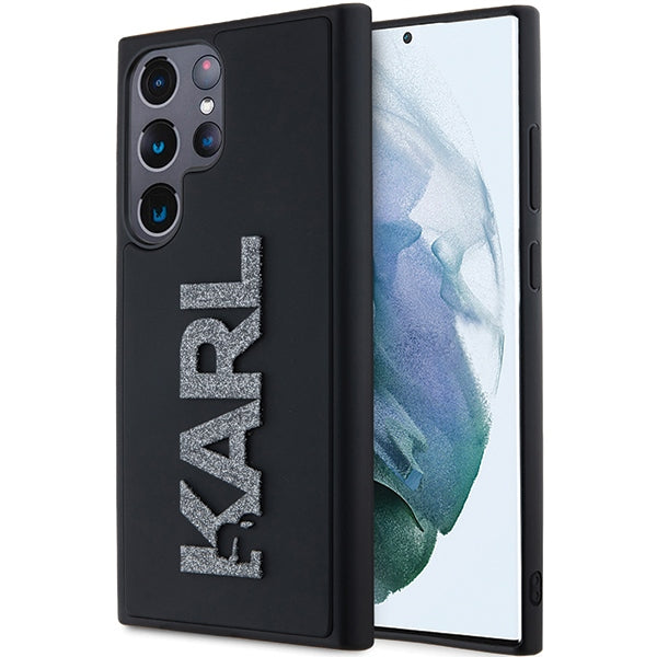 Case for Samsung Galaxy S24 Ultra S928, Karl Lagerfeld, 3D Rubber Glitter Logo, Black