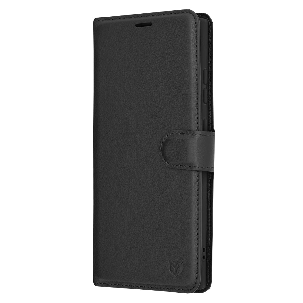 Coque pour Samsung Galaxy S24 Ultra S928, Techsuit, Folio en cuir, Noire