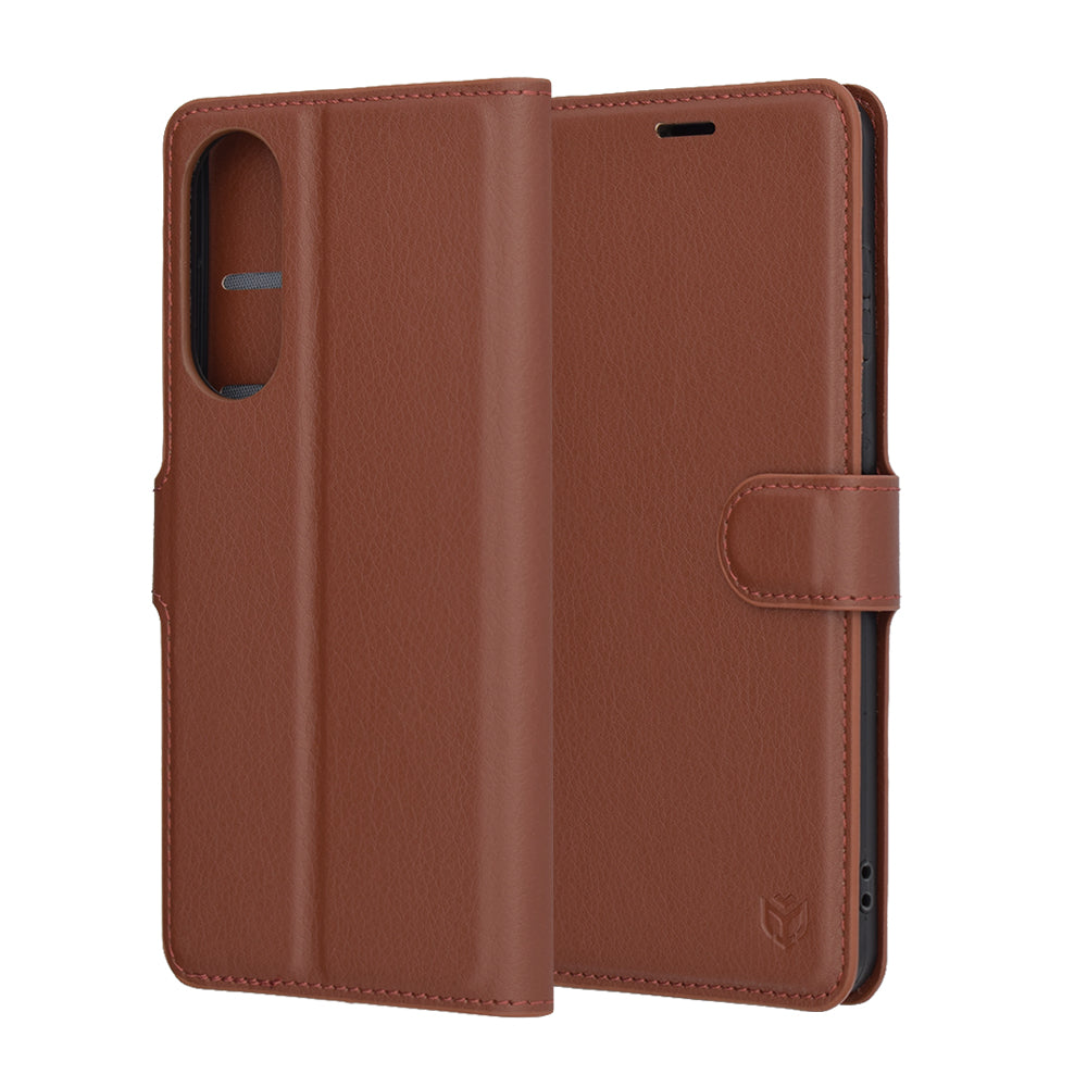 Coque pour Samsung Galaxy S25 Edge S937, Techsuit, Leather Folio, Marron