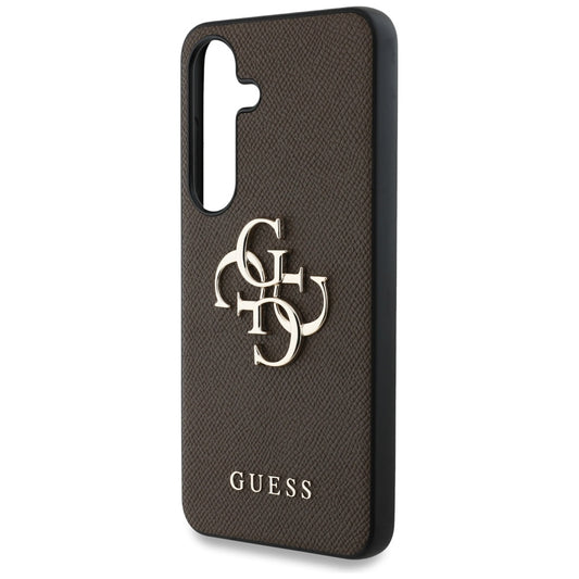 Étui pour Samsung Galaxy S25+ S936, Guess, 4G Grained Big and Classic Logo, Marron