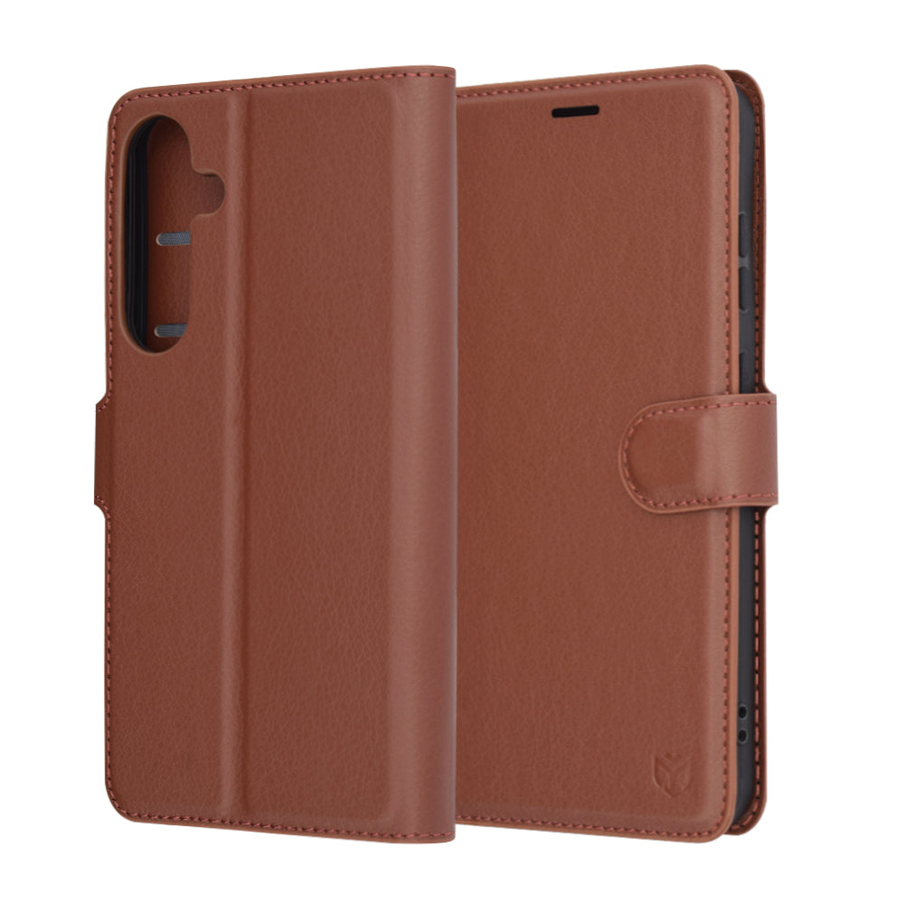Coque pour Samsung Galaxy S25+ S936, Techsuit, Leather Folio, Marron