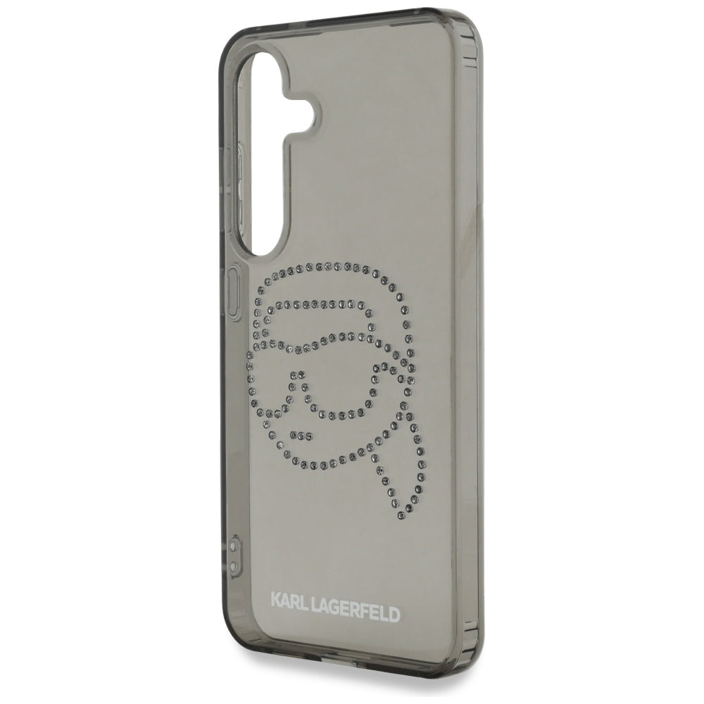 Hülle für Samsung Galaxy S25 S931, Karl Lagerfeld, IML Rhinestones Karl's Head, Schwarz