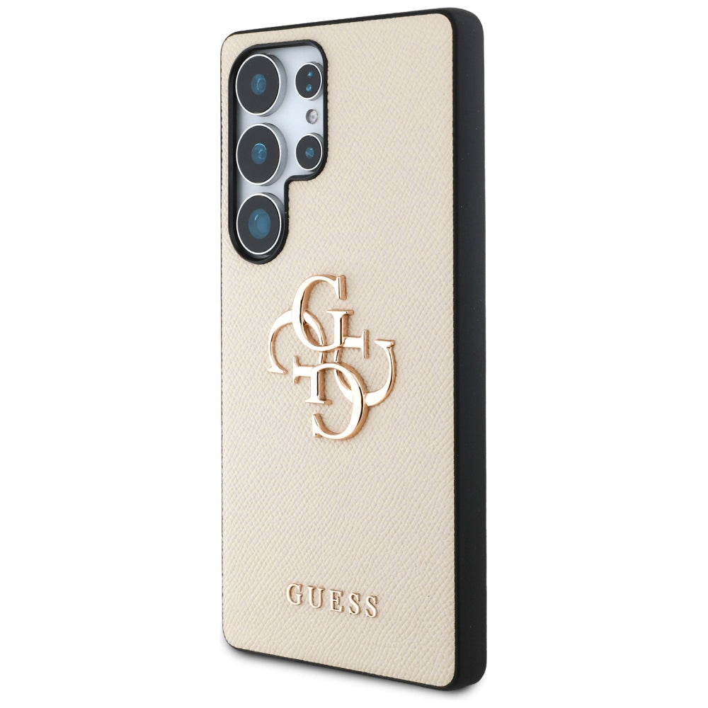 Hülle für Samsung Galaxy S25 Ultra S938, Guess, 4G Grained Big and Classic Logo, Beige