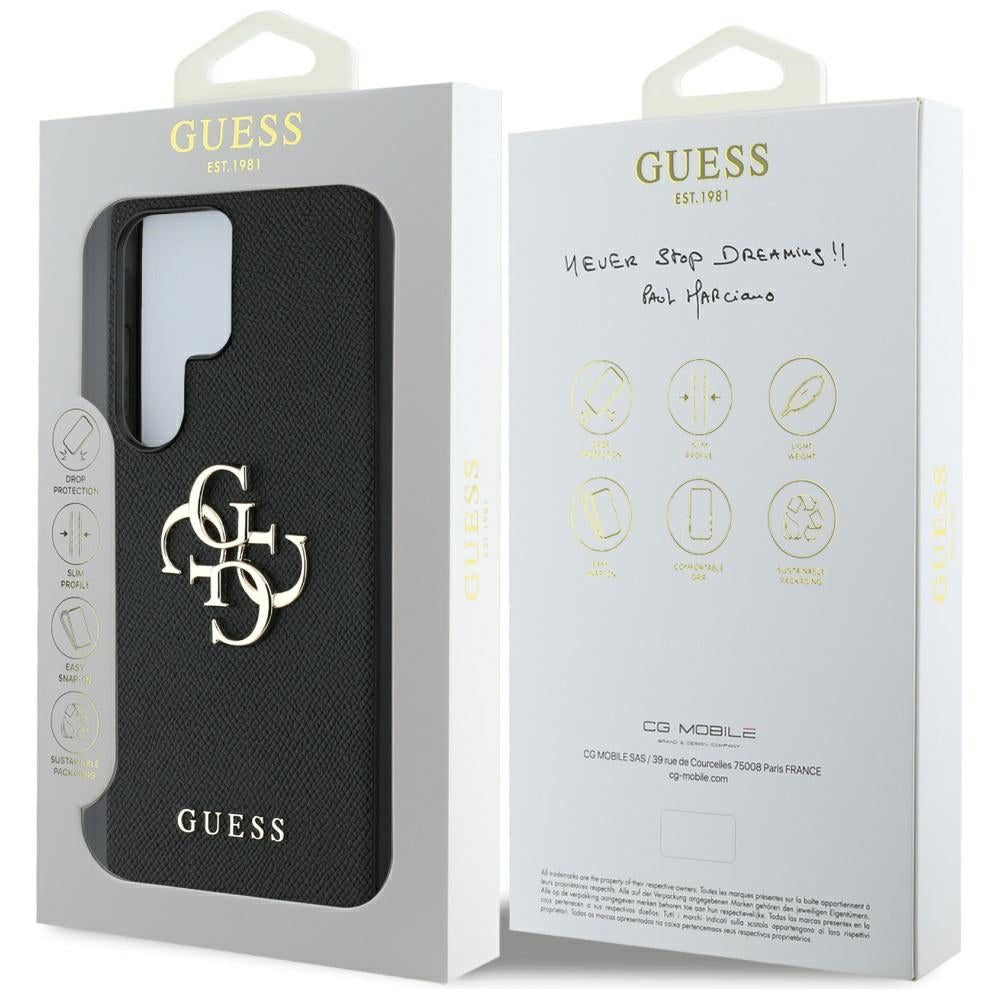 Étui pour Samsung Galaxy S25 Ultra S938, Guess, 4G Grained Big and Classic Logo, Noir
