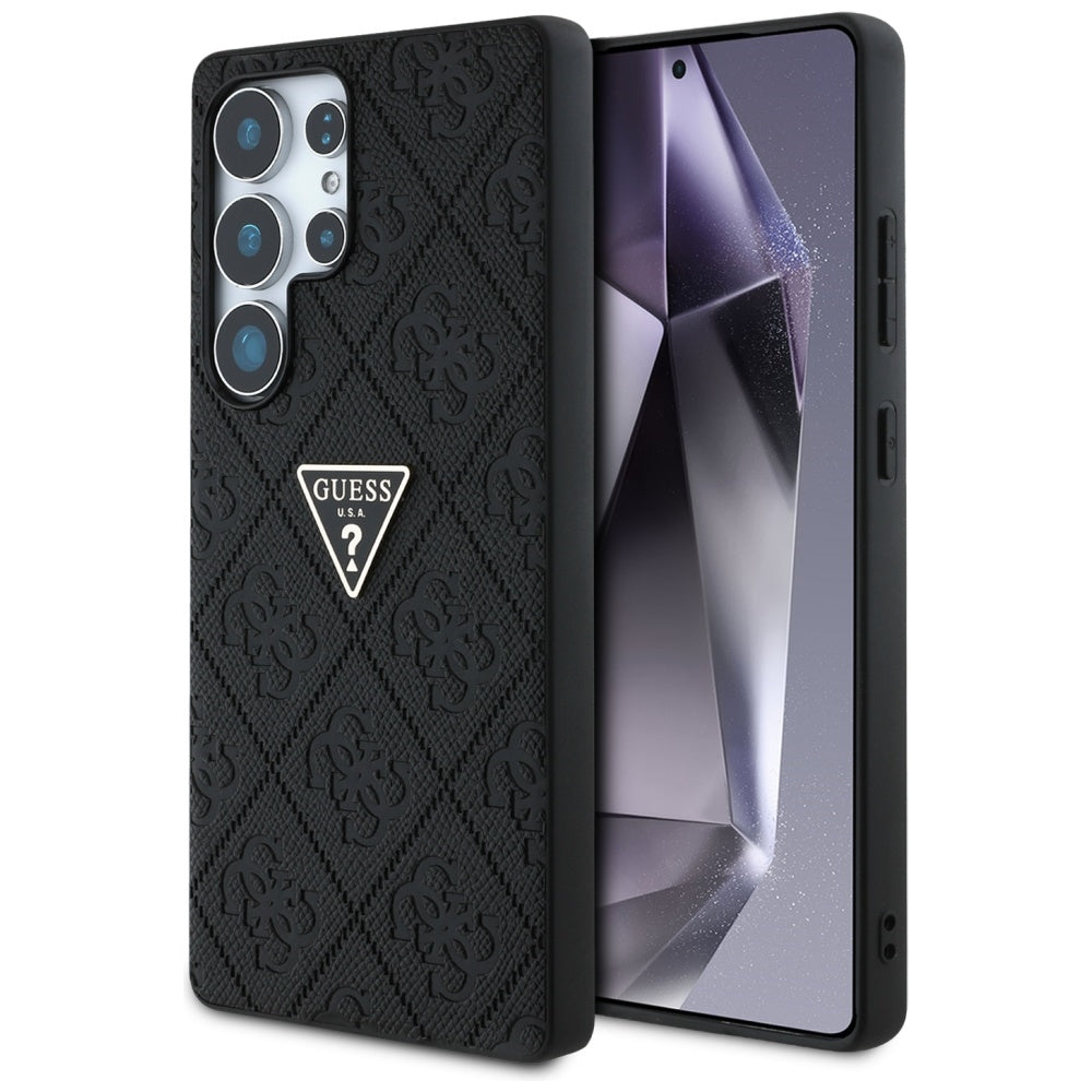 Housse pour Samsung Galaxy S25 Ultra S938, Guess, Grained Hot Stamp 4G Triangle, Noire