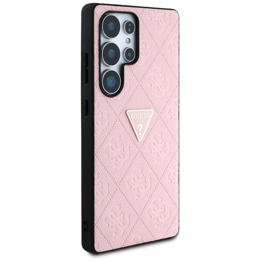 Hülle für Samsung Galaxy S25 Ultra S938, Guess, Grained Hot Stamp 4G Triangle, Rosa