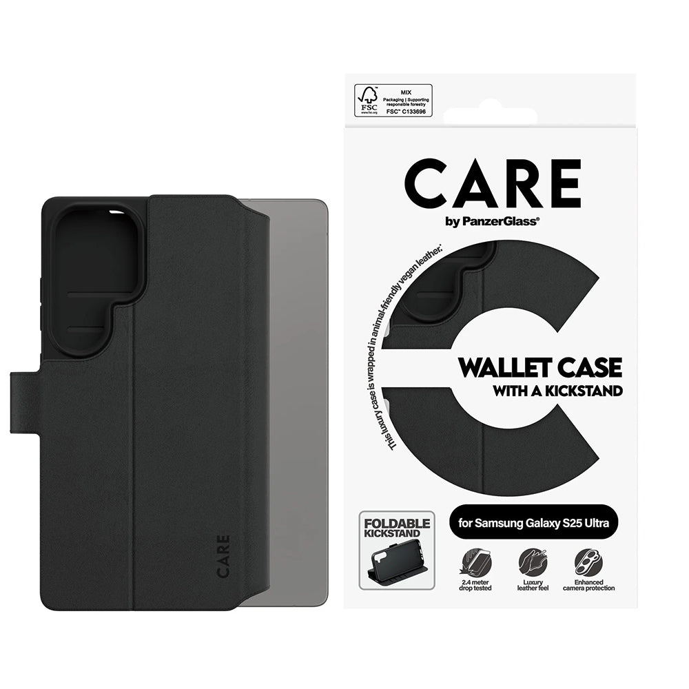 Étui pour Samsung Galaxy S25 Ultra S938, PanzerGlass, avec fonction support et portefeuille, Noir
