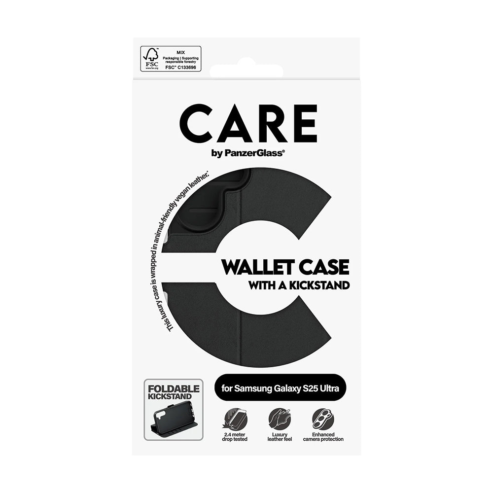 Étui pour Samsung Galaxy S25 Ultra S938, PanzerGlass, avec fonction support et portefeuille, Noir