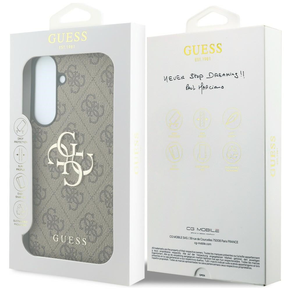 Hülle für Samsung Galaxy S26 FE S741, Guess, 4G Metall-Logo, Braun
