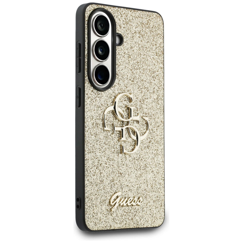 Hülle für Samsung Galaxy S26 S942, Guess, Fixed Glitter Big 4G Metal Frame, Gold