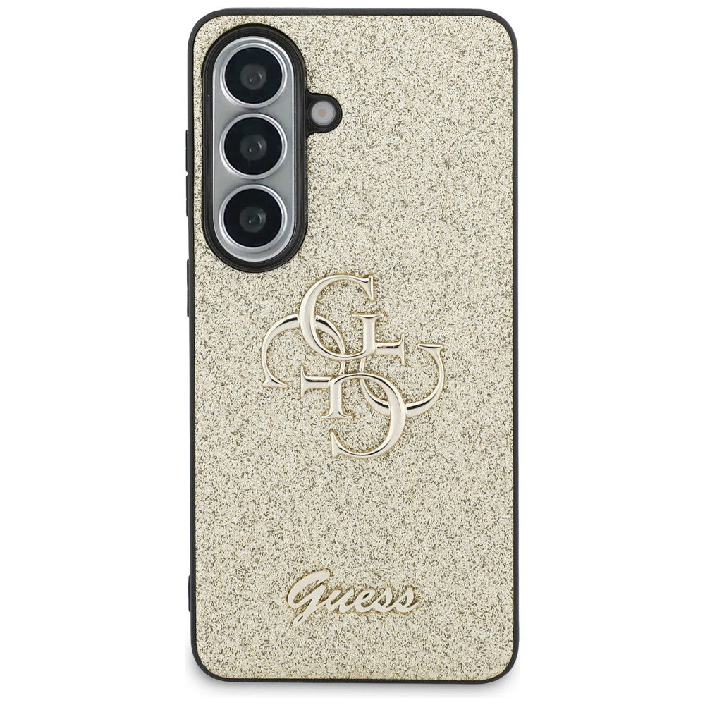 Hülle für Samsung Galaxy S26 S942, Guess, Fixed Glitter Big 4G Metal Frame, Gold