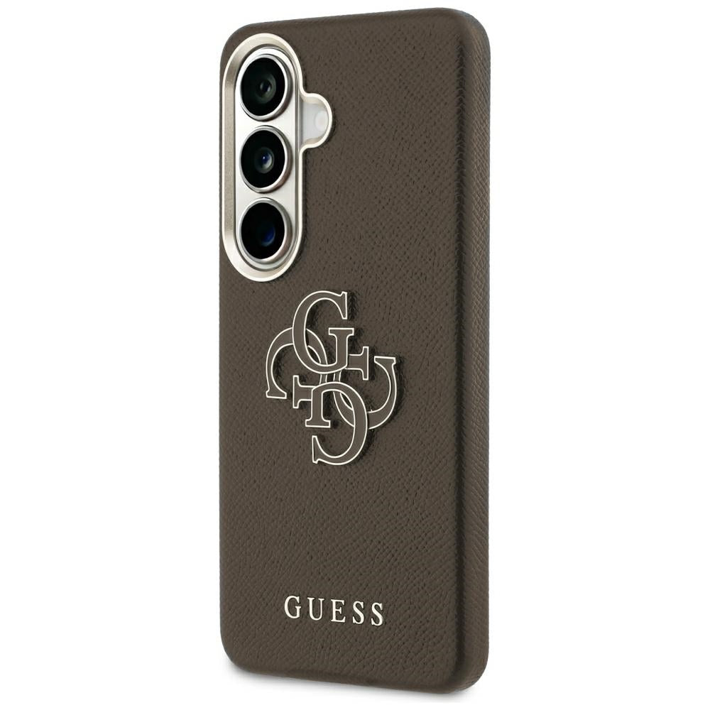 Coque pour Samsung Galaxy S26 Plus S947, Guess, 4G Grained Big and Classic Logo, Marron