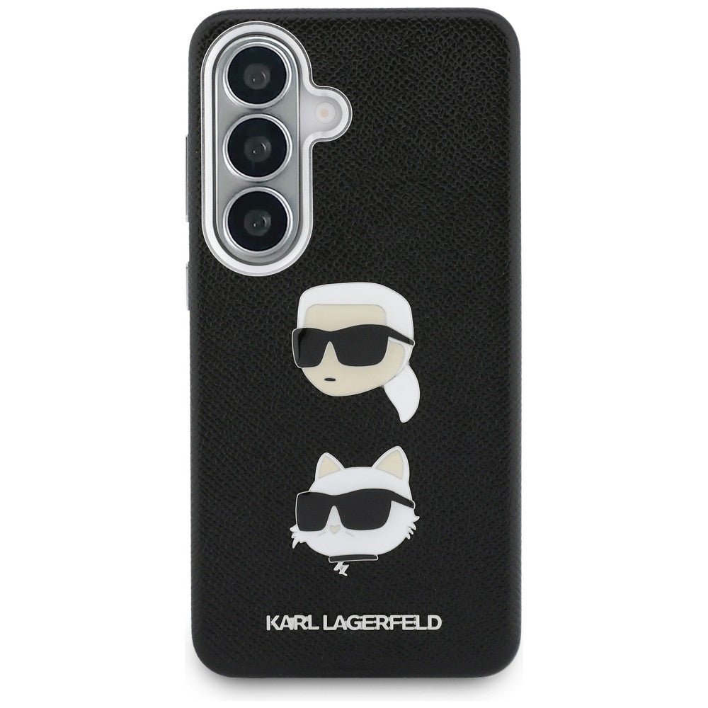 Case for Samsung Galaxy S26 Plus S947, Karl Lagerfeld, Saffiano Karl & Choupette's Head Pin, Black