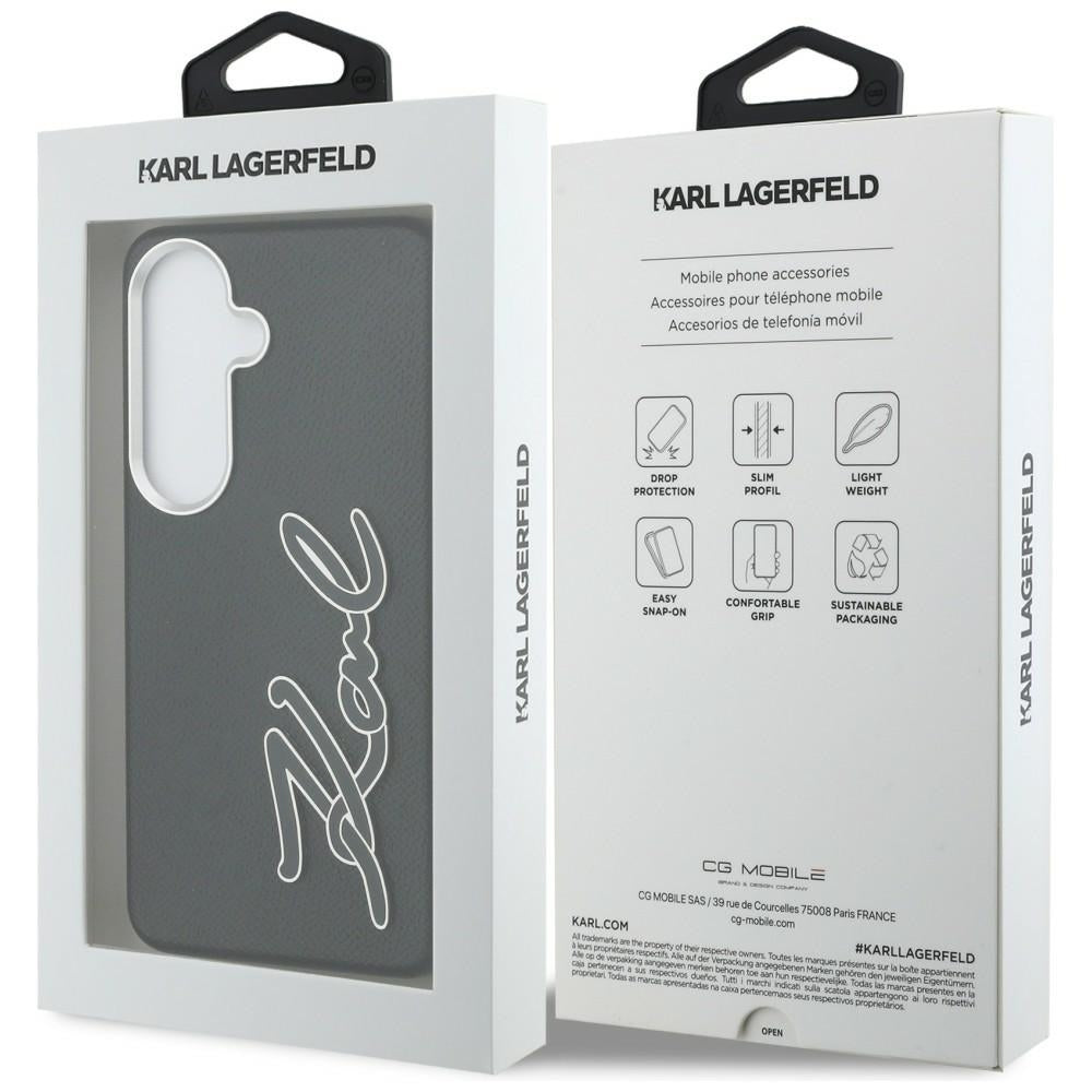 Étui pour Samsung Galaxy S26 S942, Karl Lagerfeld, Logo Signature en Résine, Noir