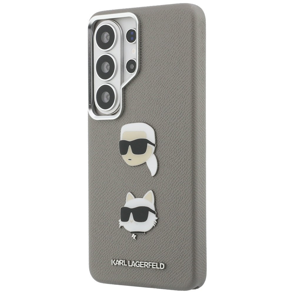 Hülle für Samsung Galaxy S26 Ultra S948, Karl Lagerfeld, Saffiano Karl & Choupette's Head Pin, Grau