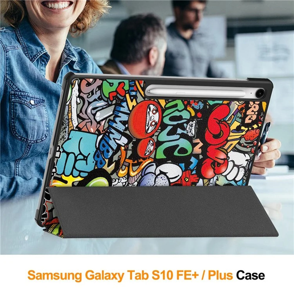 Coque pour Samsung Galaxy Tab S10 FE+, Techsuit, FoldPro Urban Vibe, Multicolore