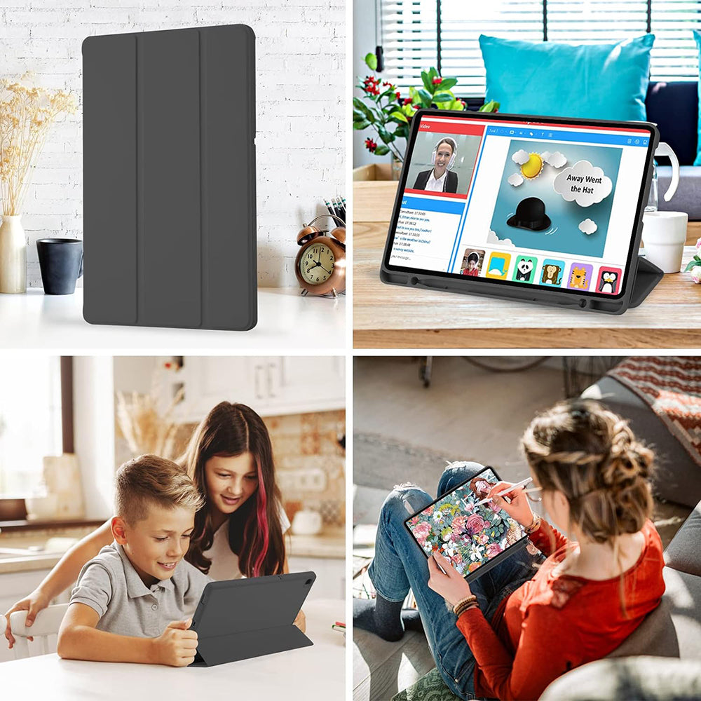 Housse pour Samsung Galaxy Tab S6 Lite (2024) / Tab S6 Lite (2022) / Tab S6 Lite (2020), Techsuit, Flex Trifold, Noire