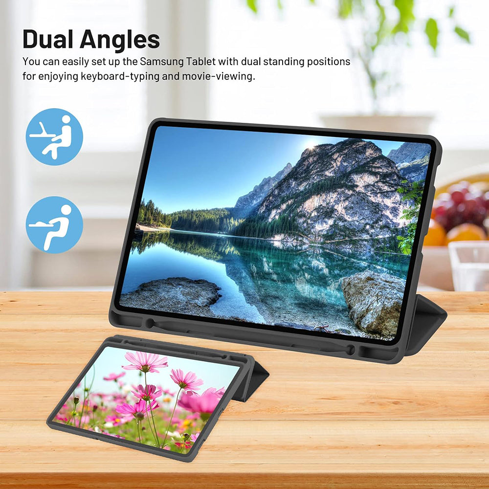 Housse pour Samsung Galaxy Tab S6 Lite (2024) / Tab S6 Lite (2022) / Tab S6 Lite (2020), Techsuit, Flex Trifold, Noire