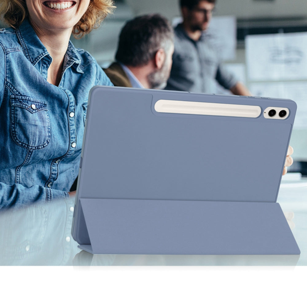 Housse pour Samsung Galaxy Tab S9 FE+, Techsuit, Flex Trifold, Bleu marine