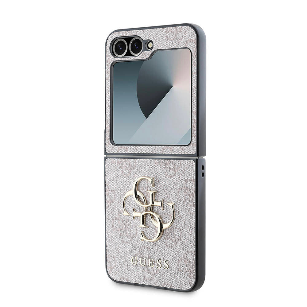 Étui pour Samsung Galaxy Z Flip7 FE F761 / Z Flip6 F741, Guess, Logo Métal 4G, Rose