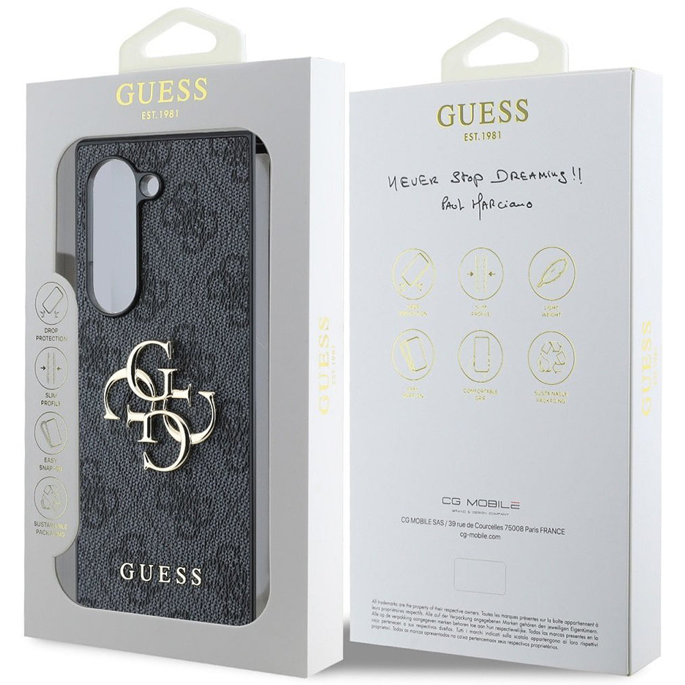 Hülle für Samsung Galaxy Z Fold6 F956, Guess, 4G Metal Logo, Schwarz