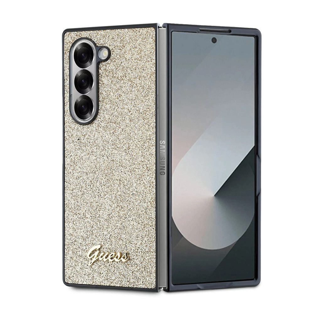 Étui pour Samsung Galaxy Z Fold6 F956, Guess, Glitter Script, Doré