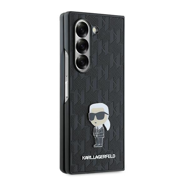 Étui pour Samsung Galaxy Z Fold6 F956, Karl Lagerfeld, Saffiano Monogram Ikonik, Noir.