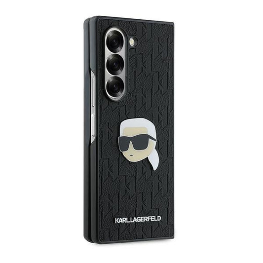 Étui pour Samsung Galaxy Z Fold6 F956, Karl Lagerfeld, Saffiano Monogram Karl's Head Metal, Noir