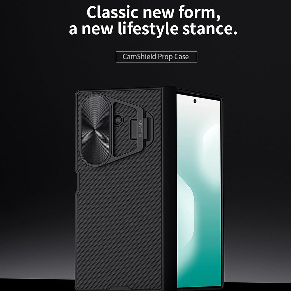 Coque pour Samsung Galaxy Z Fold7 F966, Nillkin, CamShield Prop avec couvercle d'objectif en métal, Noir