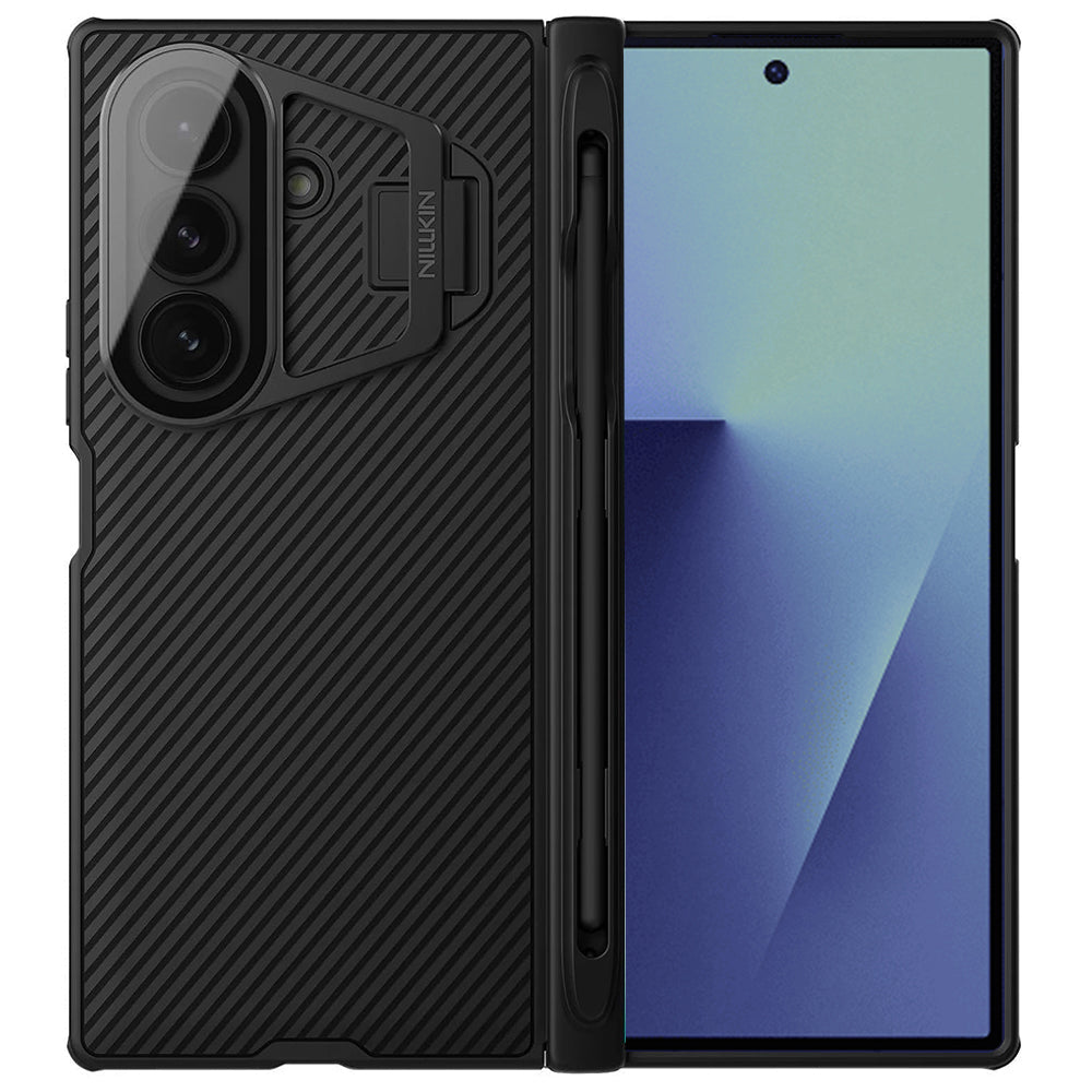Hülle für Samsung Galaxy Z Fold7 F966, Nillkin, CamShield Prop mit transparentem Objektivschutz und S-Pen-Halter, Schwarz