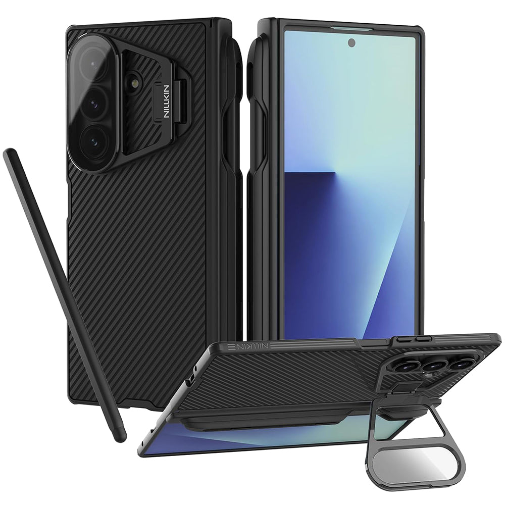 Hülle für Samsung Galaxy Z Fold7 F966, Nillkin, CamShield Prop mit transparentem Objektivschutz und S-Pen-Halter, Schwarz