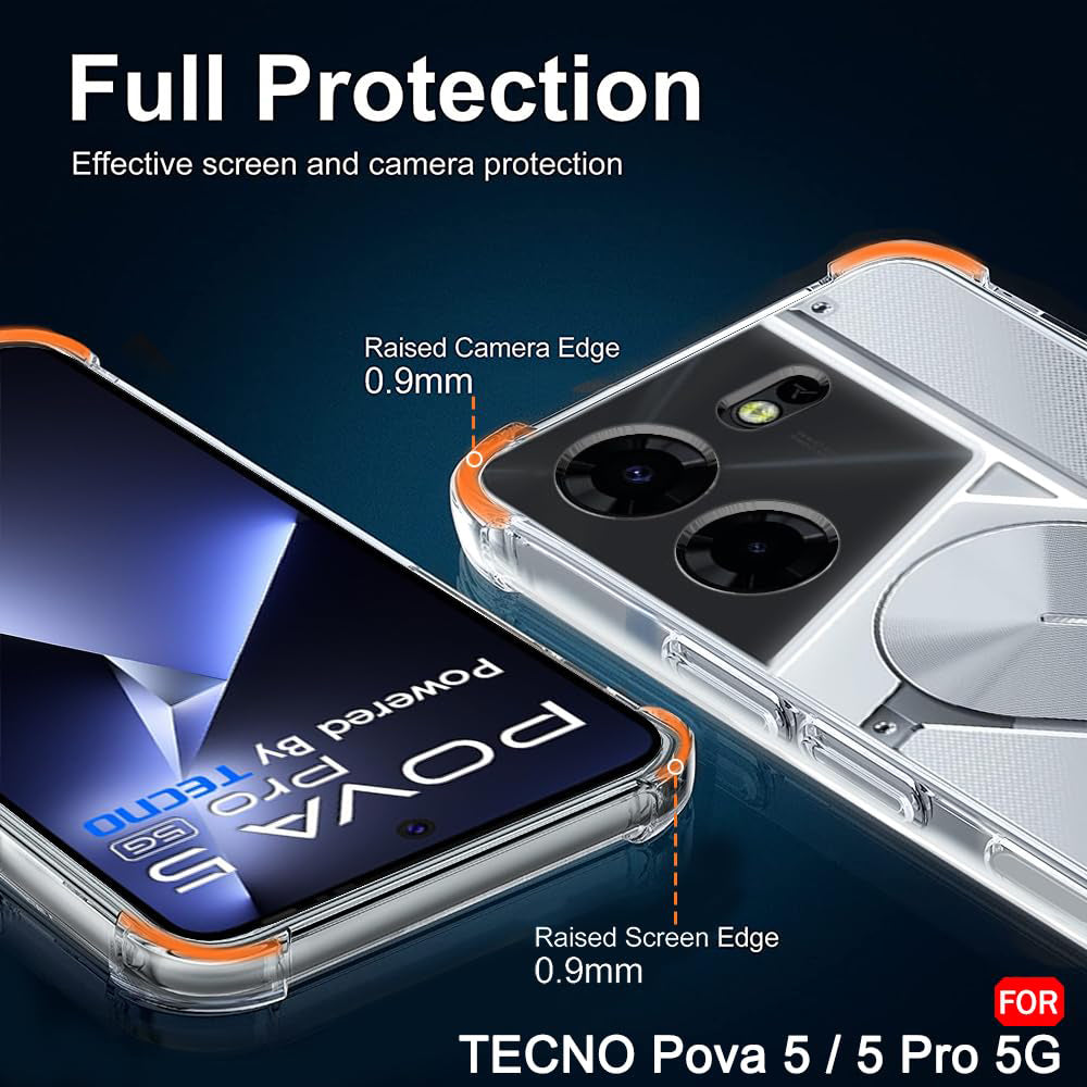 Coque pour Tecno Pova 5 Pro, Techsuit, Antichoc Claire, Transparente
