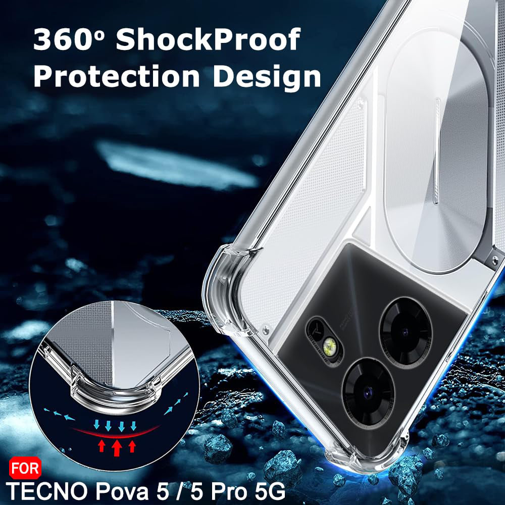 Coque pour Tecno Pova 5 Pro, Techsuit, Antichoc Claire, Transparente