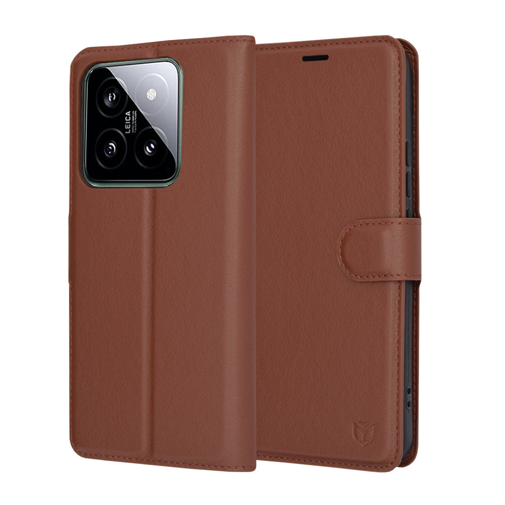 Coque pour Xiaomi 14, Techsuit, Leather Folio, Marron