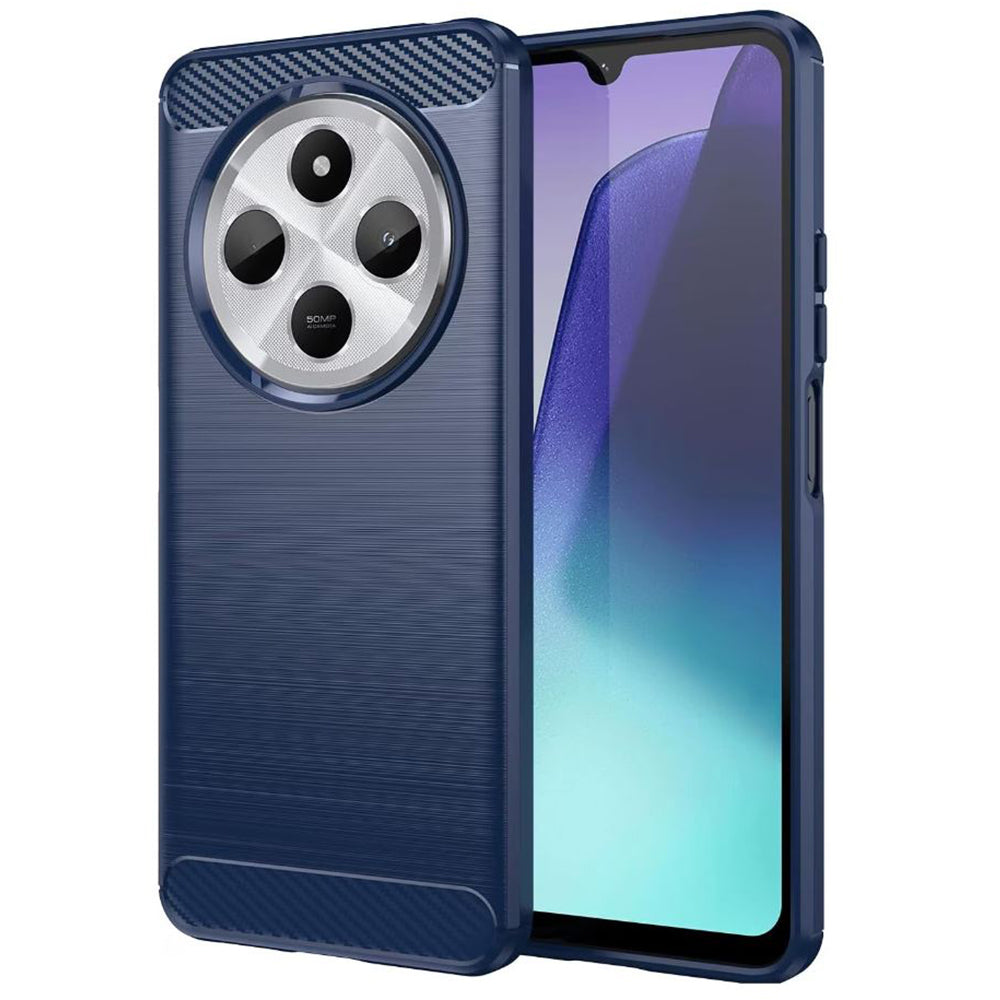 Housse pour Xiaomi Poco C75 / Redmi 14C, Techsuit, Carbone, Bleue