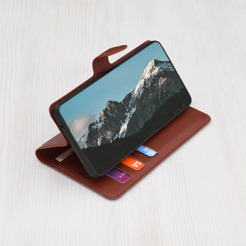 Coque pour Xiaomi Poco C75 / Redmi 14C, Techsuit, Leather Folio, Marron
