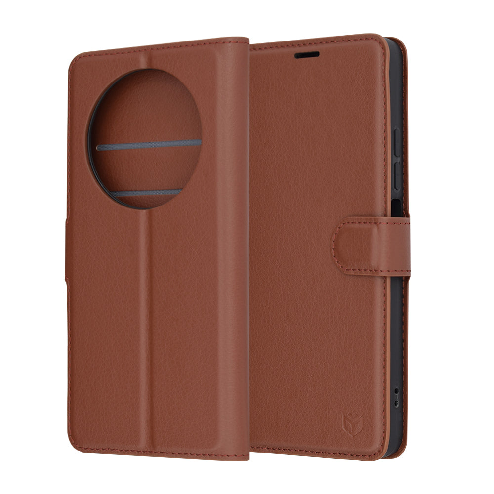 Coque pour Xiaomi Poco C75 / Redmi 14C, Techsuit, Leather Folio, Marron