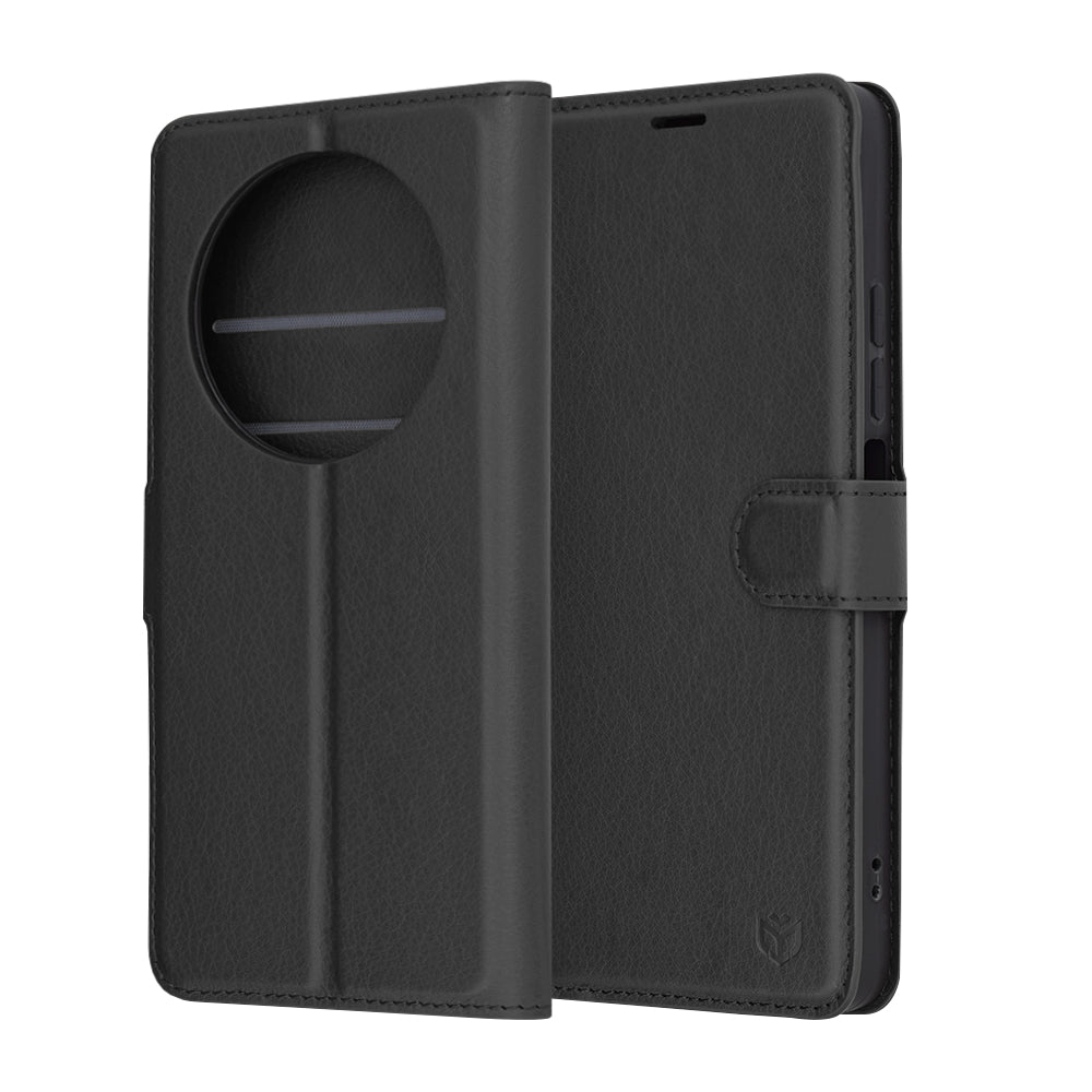 Coque pour Xiaomi Poco C75 / Redmi 14C, Techsuit, Folio en cuir, Noire