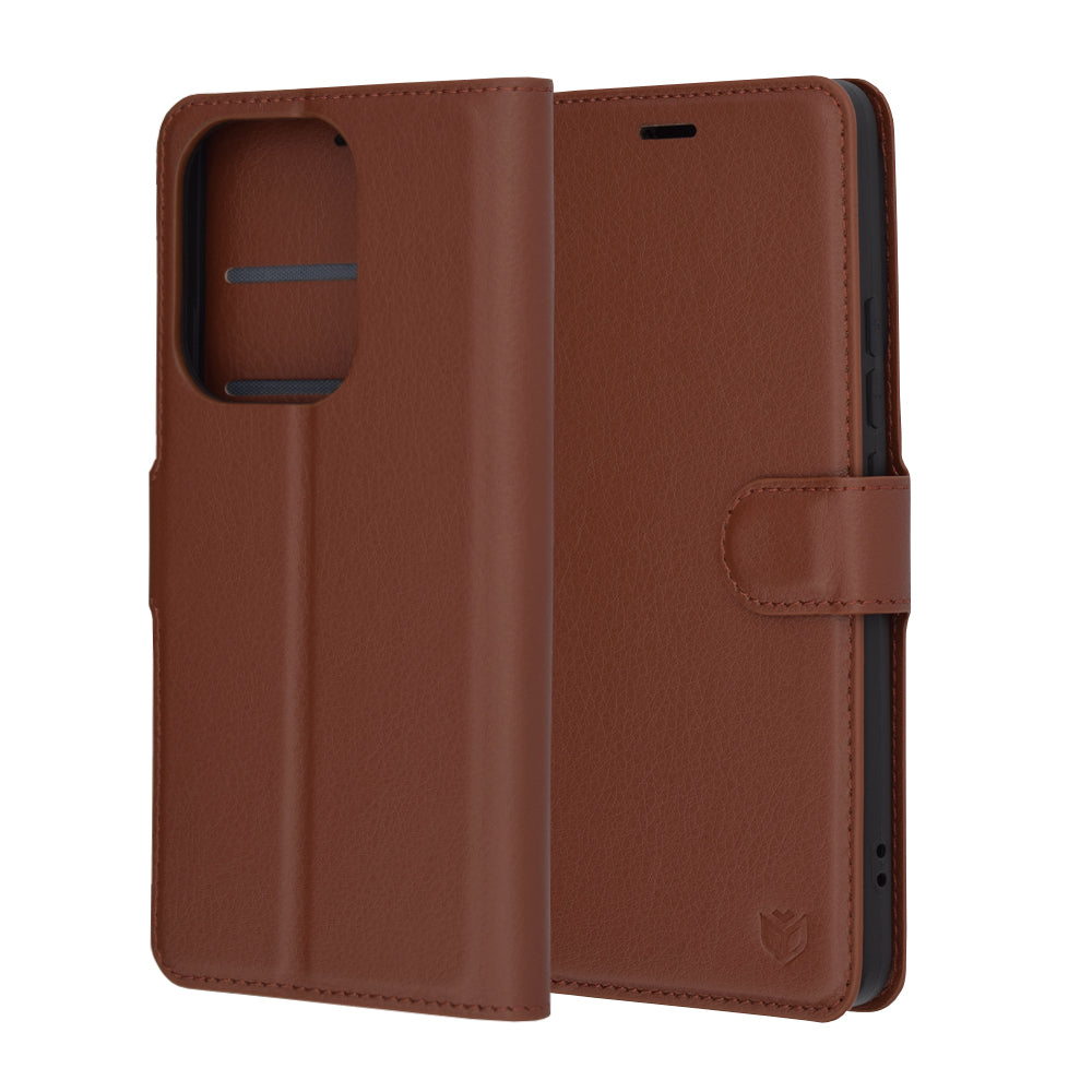 Coque pour Xiaomi Poco F6, Techsuit, Leather Folio, Marron