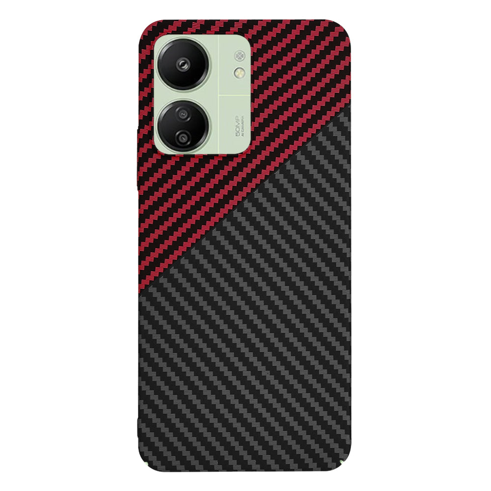Coque pour Xiaomi Redmi 13C 5G / 13C / Poco C65, Techsuit, Carbonite FiberShell, Noir Rouge