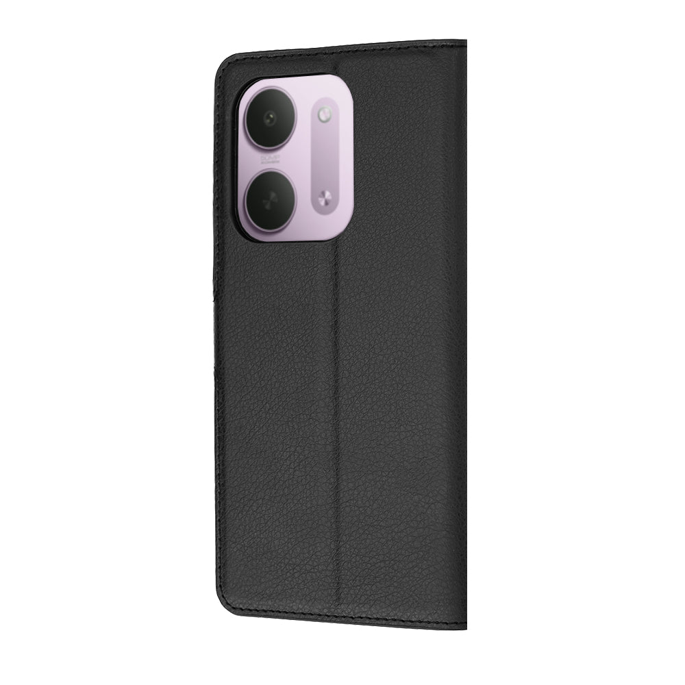Hülle für Xiaomi Redmi 17C 5G, Techsuit, Leder-Folio, Schwarz
