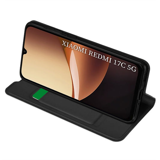 Hülle für Xiaomi Redmi 17C 5G, Techsuit, Magskin Book, Schwarz