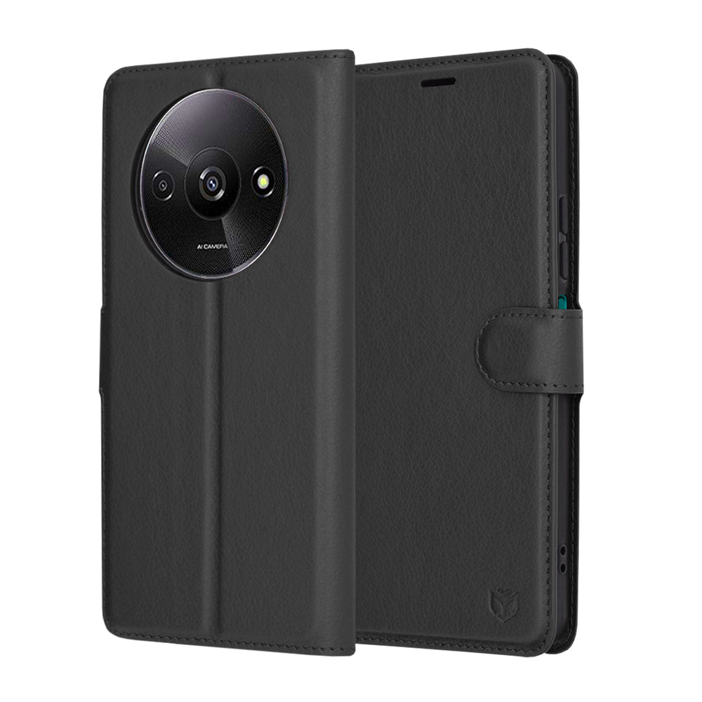 Coque pour Xiaomi Redmi A3x / A3, Techsuit, Folio en cuir, Noire