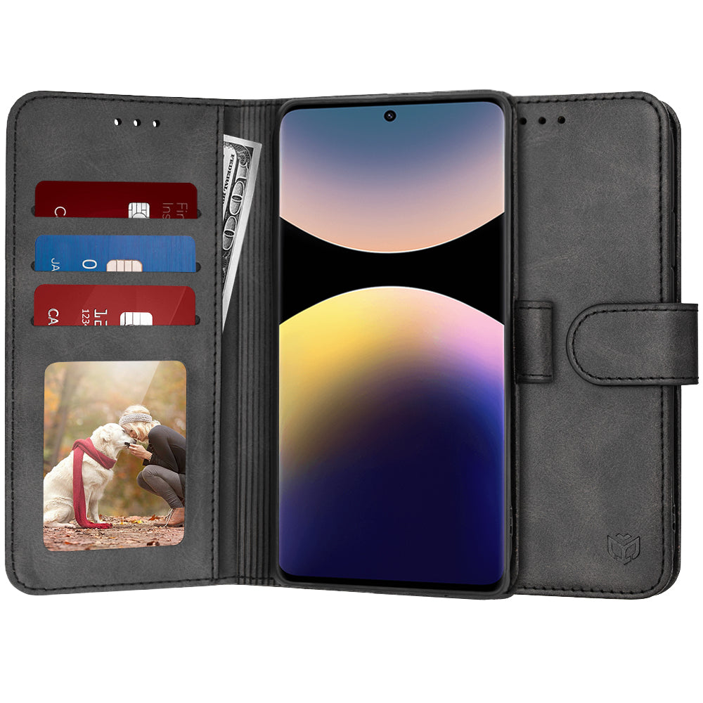 Coque pour Xiaomi Redmi Note 14 Pro 4G, Techsuit, Diary Book, Noire