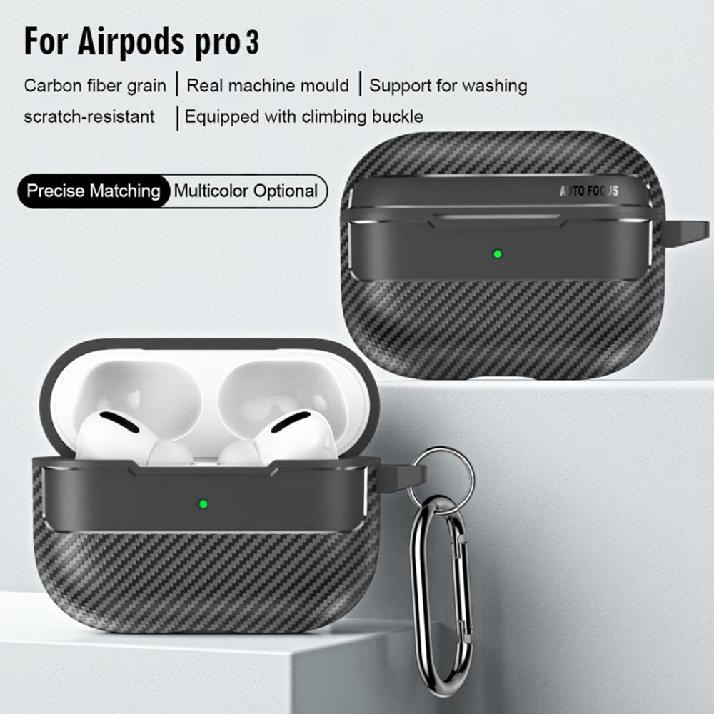 Techsuit CarbonFiber Hülle für Apple AirPods Pro 3, Schwarz