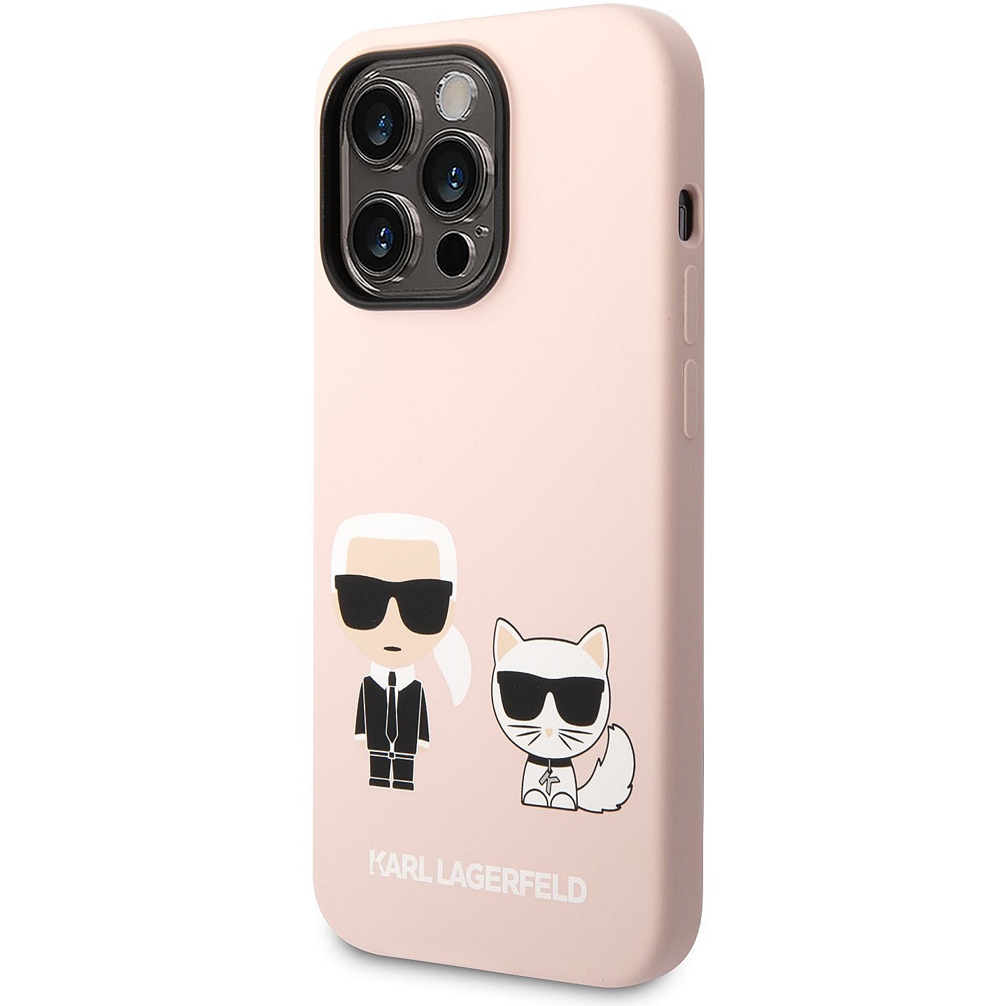 Étui MagSafe pour Apple iPhone 14 Pro Max, Karl Lagerfeld, Corps en Silicone Karl & Choupette, Rose