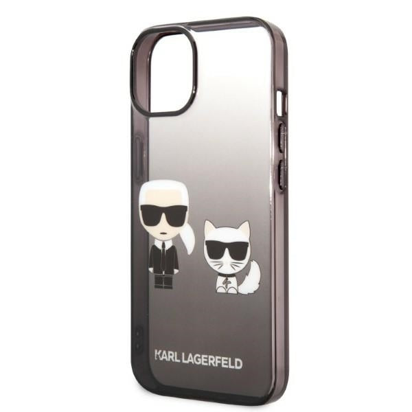 Étui pour Apple iPhone 14 Plus, Karl Lagerfeld, Gradient Karl & Choupette, Noir